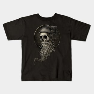 Viking Vintage Skull Beard with Headphone Kids T-Shirt